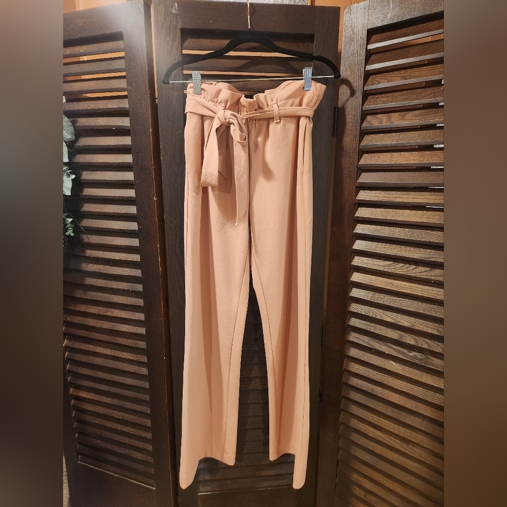 Elegant Tan High-Waisted Women's Pants